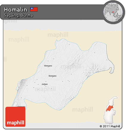 Classic Style 3D Map of Homalin, single color outside