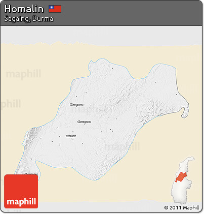 Classic Style 3D Map of Homalin, single color outside