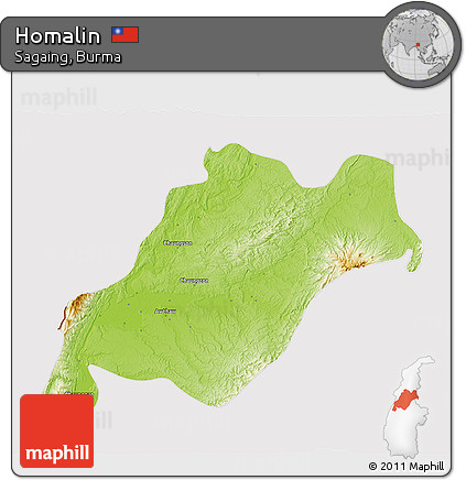 Physical 3D Map of Homalin, cropped outside