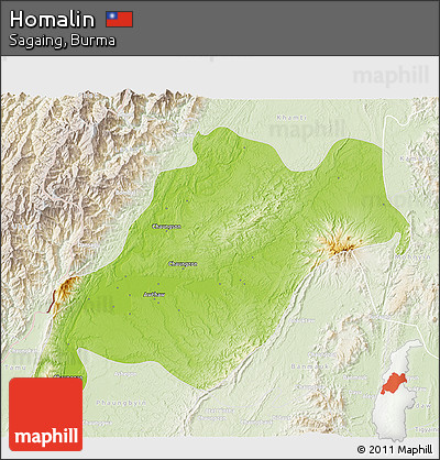 Physical 3D Map of Homalin, lighten
