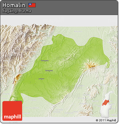 Physical 3D Map of Homalin, lighten