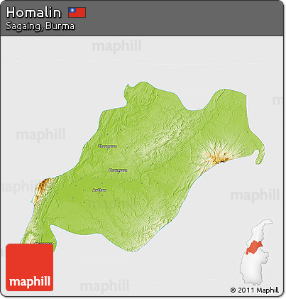 Physical 3D Map of Homalin, single color outside
