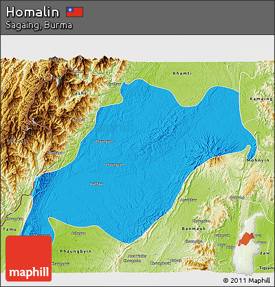 Political 3D Map of Homalin, physical outside
