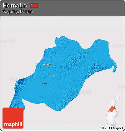 Political 3D Map of Homalin, single color outside