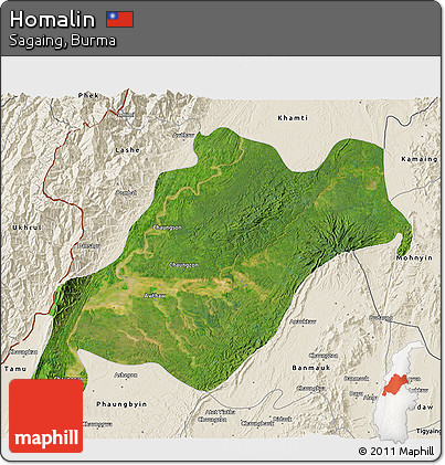 Satellite 3D Map of Homalin, shaded relief outside