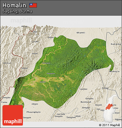 Satellite 3D Map of Homalin, shaded relief outside