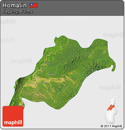 Satellite 3D Map of Homalin, single color outside