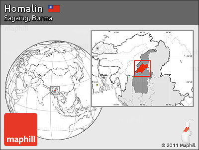 Blank Location Map of Homalin, highlighted country, highlighted parent region