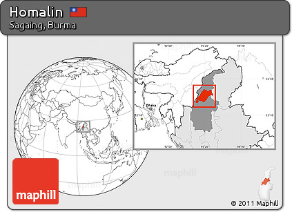 Blank Location Map of Homalin, highlighted country, highlighted parent region