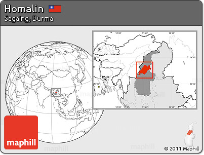 Blank Location Map of Homalin, highlighted country, highlighted parent region