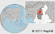 Gray Location Map of Homalin, highlighted country, highlighted parent region, hill shading