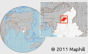 Gray Location Map of Homalin, highlighted country, hill shading