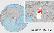 Gray Location Map of Homalin, highlighted parent region, hill shading