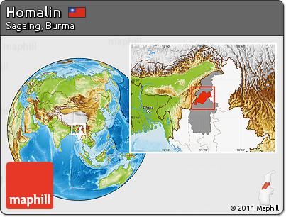 Physical Location Map of Homalin, highlighted country, highlighted parent region
