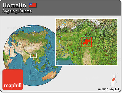 Satellite Location Map of Homalin
