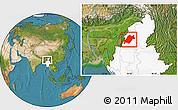 Satellite Location Map of Homalin, highlighted country