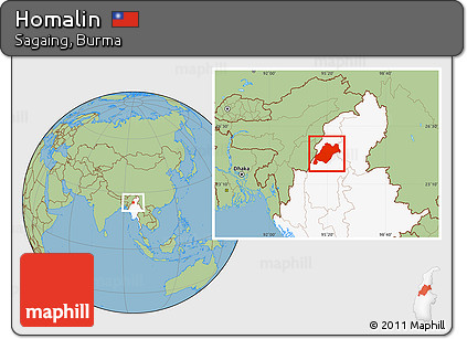 Savanna Style Location Map of Homalin, highlighted country