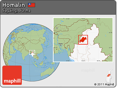 Savanna Style Location Map of Homalin, highlighted country