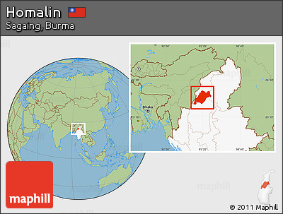 Savanna Style Location Map of Homalin, highlighted country