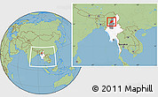 Savanna Style Location Map of Homalin, highlighted country, highlighted parent region, within the entire country