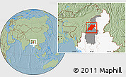 Savanna Style Location Map of Homalin, highlighted country, highlighted parent region, hill shading