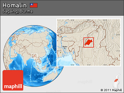 Shaded Relief Location Map of Homalin