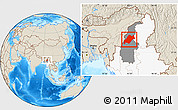 Shaded Relief Location Map of Homalin, highlighted country, highlighted parent region
