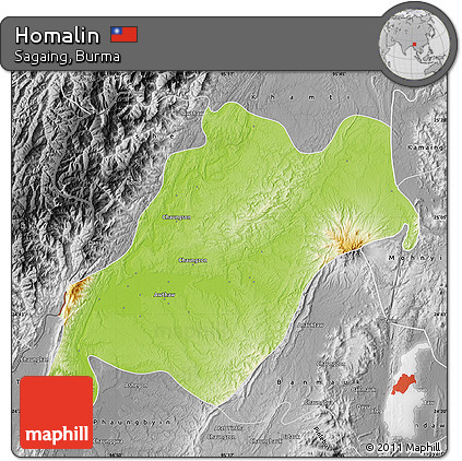 Physical Map of Homalin, desaturated