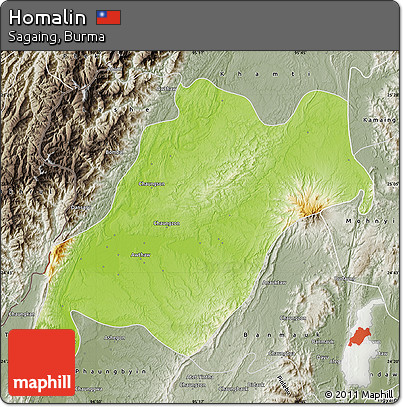 Physical Map of Homalin, semi-desaturated