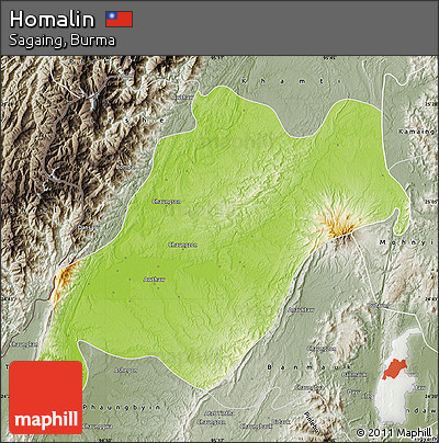 Physical Map of Homalin, semi-desaturated