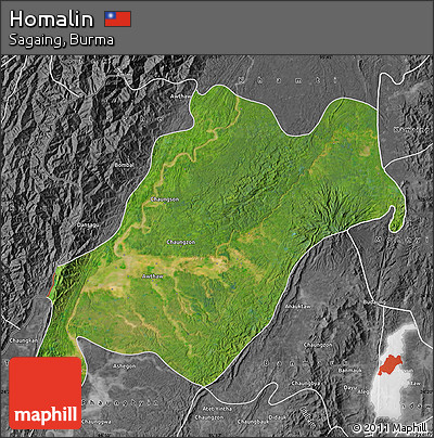 Satellite Map of Homalin, desaturated