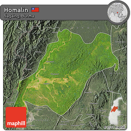 Satellite Map of Homalin, semi-desaturated