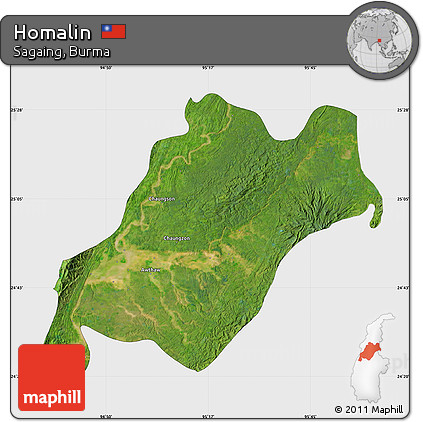 Satellite Map of Homalin, single color outside