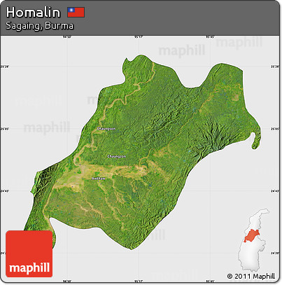 Satellite Map of Homalin, single color outside