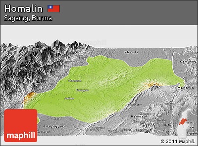 Physical Panoramic Map of Homalin, desaturated