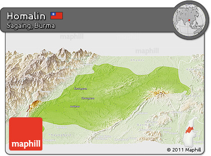 Physical Panoramic Map of Homalin, lighten