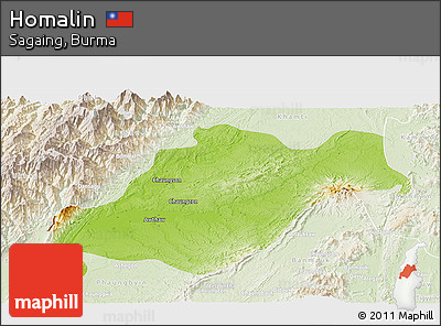 Physical Panoramic Map of Homalin, lighten