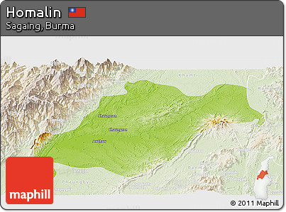 Physical Panoramic Map of Homalin, lighten
