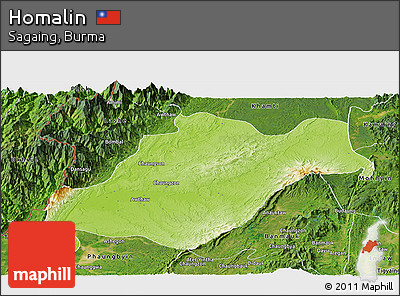 Physical Panoramic Map of Homalin, satellite outside