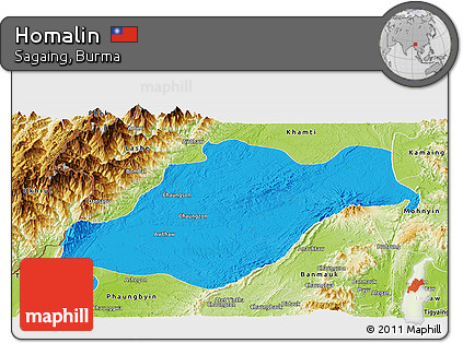 Political Panoramic Map of Homalin, physical outside