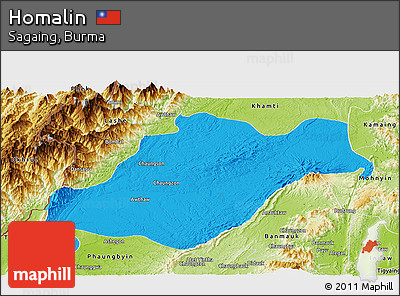 Political Panoramic Map of Homalin, physical outside