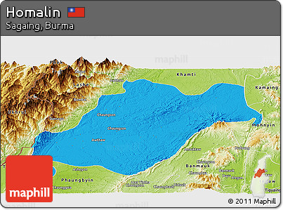 Political Panoramic Map of Homalin, physical outside