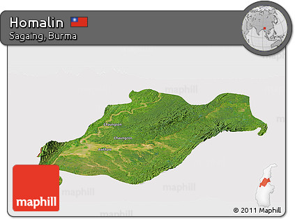 Satellite Panoramic Map of Homalin, cropped outside