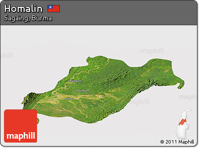 Satellite Panoramic Map of Homalin, cropped outside