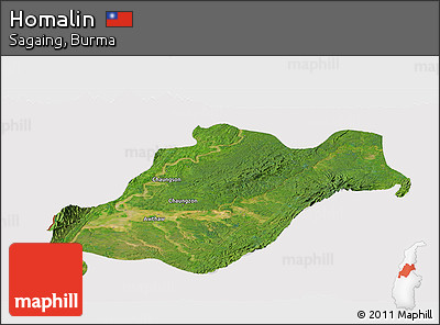 Satellite Panoramic Map of Homalin, cropped outside
