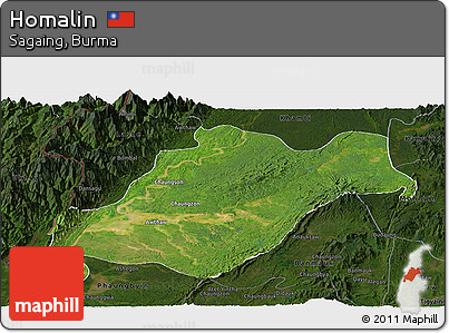 Satellite Panoramic Map of Homalin, darken