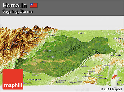 Satellite Panoramic Map of Homalin, physical outside