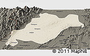 Shaded Relief Panoramic Map of Homalin, darken
