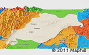 Shaded Relief Panoramic Map of Homalin, political outside