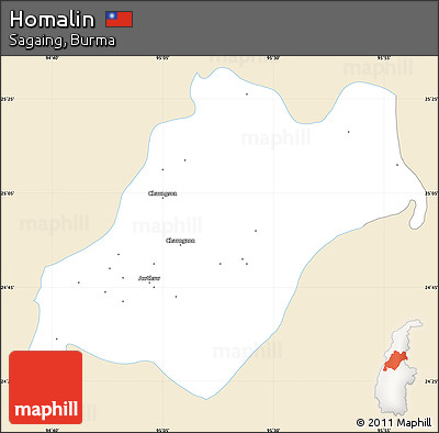 Classic Style Simple Map of Homalin, single color outside